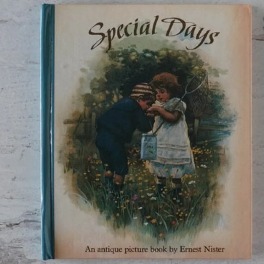 Vintage Antique Picture Pop-Up Book Special Day By Ernest Nister Tan Beige Green
